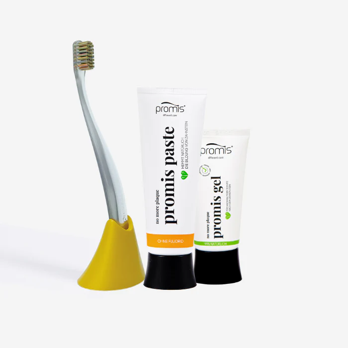 Kit complet de igienă orală Promis.Care - pastă naturală, periuță, suport și gel antiplacă - imagine 5