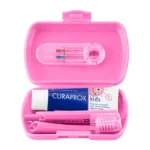 Set Travel Curaprox Kids - Set complet de Igienă orală pentru copii, Roz